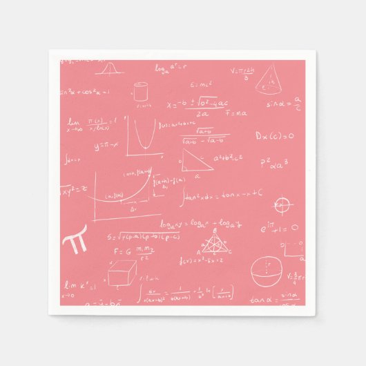 Roze wiskundige formules en vergelijkingen Partij Servet (Voorkant)