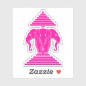 Roze wissel drie koppen olifant Lao / Laos vlag Sticker (Vel)