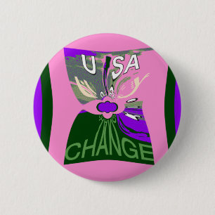 Roze wisselaar Hillary USA We zijn sterker samen. Ronde Button 5,7 Cm