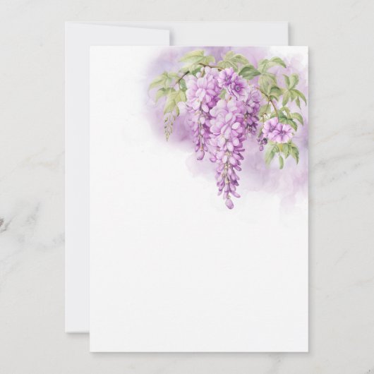 Roze Wisteria Bloemen Bruids Brunch Kaart (Achterkant)
