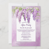 Roze Wisteria Bloemen Huwelijk na Feest Kaart (Voorkant)