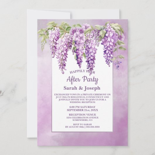 Roze Wisteria Bloemen Huwelijk na Feest Kaart (Voorkant)