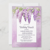 Roze Wisteria Bloemen Verjaardag Brunch Kaart (Voorkant)