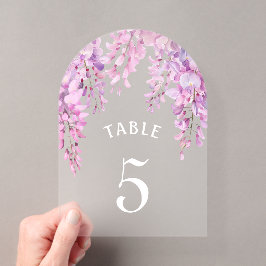 Roze Wisteria Doop Acryl Tafelnummer