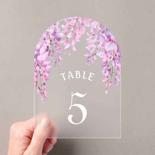 Roze Wisteria Doop Acryl Tafelnummer (Insitu (Draagbaar))