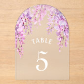 Roze Wisteria Doop Acryl Tafelnummer (Voorkant)