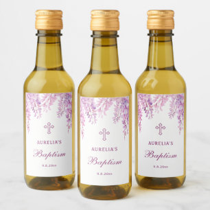 Roze Wisteria Doop Klein Wijn Etiket