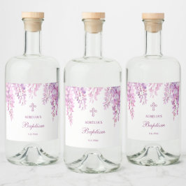 Roze Wisteria Doop Likeurfles Etiket