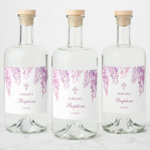Roze Wisteria Doop Likeurfles Etiket