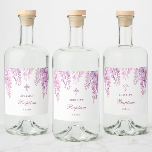 Roze Wisteria Doop Likeurfles Etiket (Flessen)
