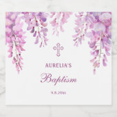 Roze Wisteria Doop Likeurfles Etiket (Enkel label)