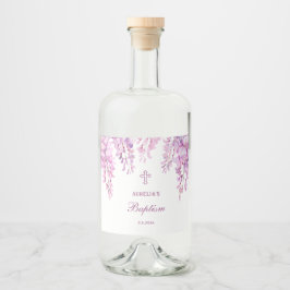 Roze Wisteria Doop Likeurfles Etiket