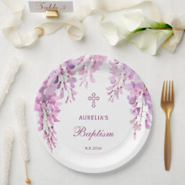 Roze Wisteria Doop Papieren Bordje