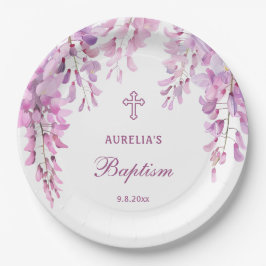 Roze Wisteria Doop Papieren Bordje
