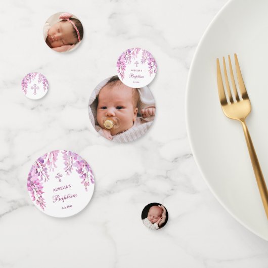 Roze Wisteria Doop Tafel Confetti (Groep)