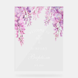 Roze Wisteria Doop Welkom Acryl Bord