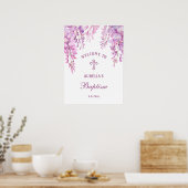 Roze Wisteria Doop Welkom Poster (Keuken)