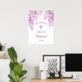 Roze Wisteria Doop Welkom Poster (Thuiskantoor)