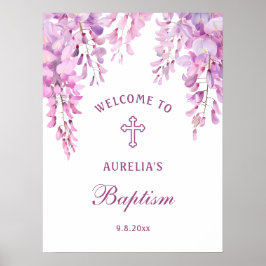 Roze Wisteria Doop Welkom Poster