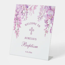 Roze Wisteria Doop Welkom Reclamebord Met Voetstuk