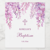 Roze Wisteria Doop Wijn Etiket (Enkel label)