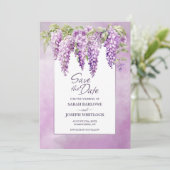Roze Wisteria Floral Wedding Save the Date (Staand voorkant)