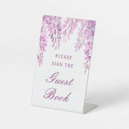 Roze Wisteria Guestbook Reclamebord Met Voetstuk