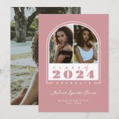 Roze Wit 2024 Modern Arch Foto Afstuderen Aankondiging (Voorkant / Achterkant)