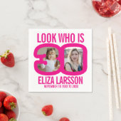 Roze wit 30ste verjaardag twee foto's kijken wie i servet (Insitu)