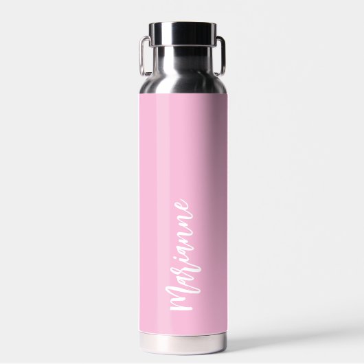 Roze wit aangepaste naam script waterfles (Voorkant)