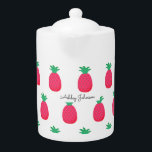 Roze Wit Ananas Patroon Chique Theepot<br><div class="desc">Roze Witte Theepot met Schattige Chique Ananas Pattern. Meer producten met dit ontwerp zijn in het onderstaande collectie.</div>