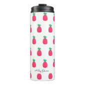 Roze Wit Ananas Patroon Chique Thermosbeker (Voorkant)