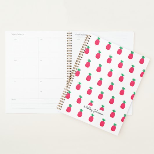 Roze Wit Ananas Patroon Schattige Planner (Display)