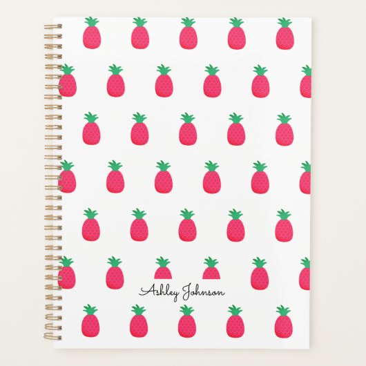 Roze Wit Ananas Patroon Schattige Planner (Voorkant)