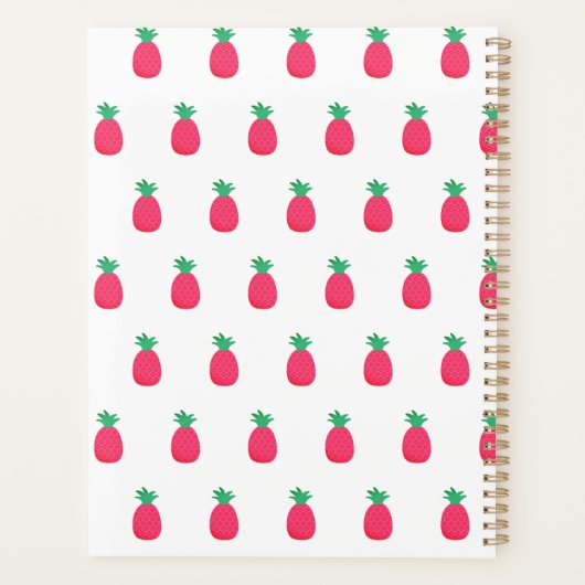 Roze Wit Ananas Patroon Schattige Planner (Achterkant)