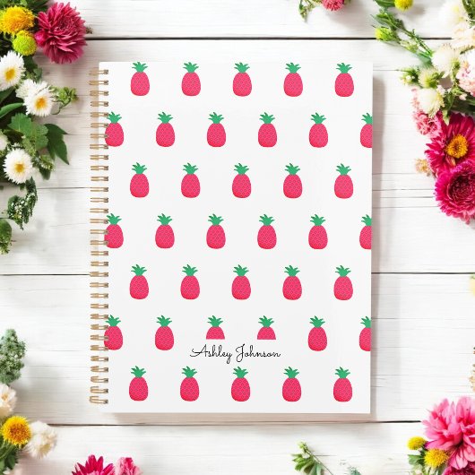 Roze Wit Ananas Patroon Schattige Planner