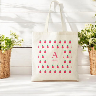Roze Wit Ananas Patroon Schattige Tote Bag