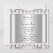 Roze Wit Baby Meisje Foto Doop Kaart (Achterkant)