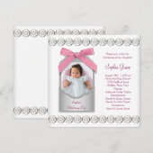 Roze Wit Baby Meisje Foto Doop Kaart (Voorkant / Achterkant)