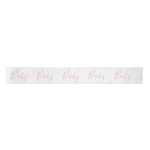 Roze Wit Baby Meisje Script Elegant Baby shower Satijnen Lint (Voorkant)