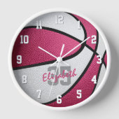 roze wit basketbal meisjes sportkamer (Voorkant)