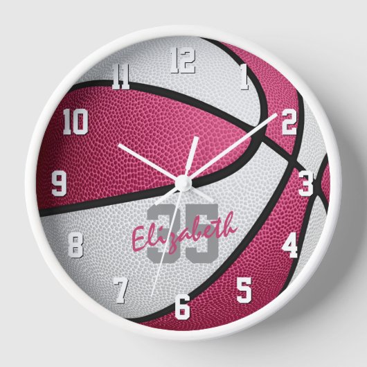 roze wit basketbal meisjes sportkamer (Voorkant)