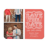 Roze & Wit Bewaar de datum Fotomagneet Magneet (Horizontaal)