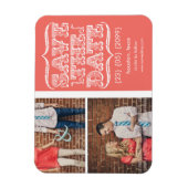 Roze & Wit Bewaar de datum Fotomagneet Magneet (Verticaal)