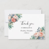 Roze Wit Blauw Bloemen Eucalyptus Bruiloft Bedankkaart (Voorkant)