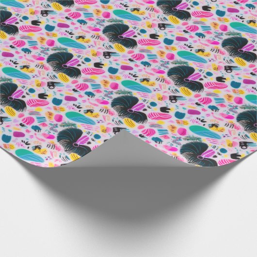 Roze wit blauw helder levendig geschenk wrap busin cadeaupapier (Hoek)