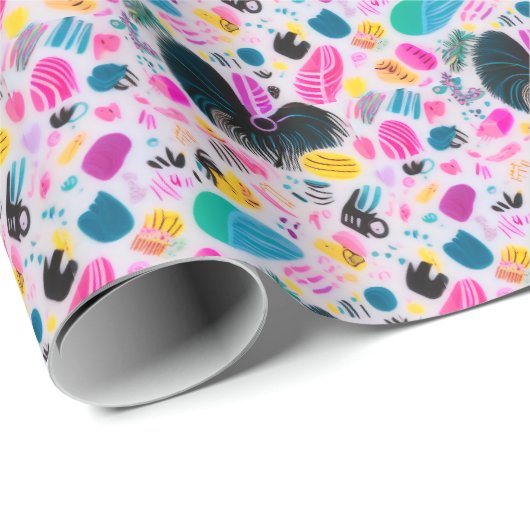 Roze wit blauw helder levendig geschenk wrap busin cadeaupapier (Rol Hoek)