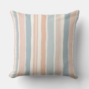 Roze wit blauw horizontale waterverf strepen kussen
