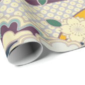 Roze Wit Blauw Japans Kimono Bloemen Decoupage Cadeaupapier (Rol Hoek)