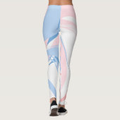 Roze Wit Blauw Swirl Abstracte Leggings (Achterkant)